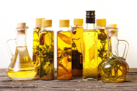 cooking oils for health, olive oil in bottles, macadamia nut oil, flax oil, sesame oil for health and more